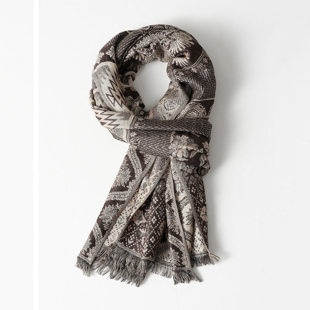 Jacquard Tassel Scarf