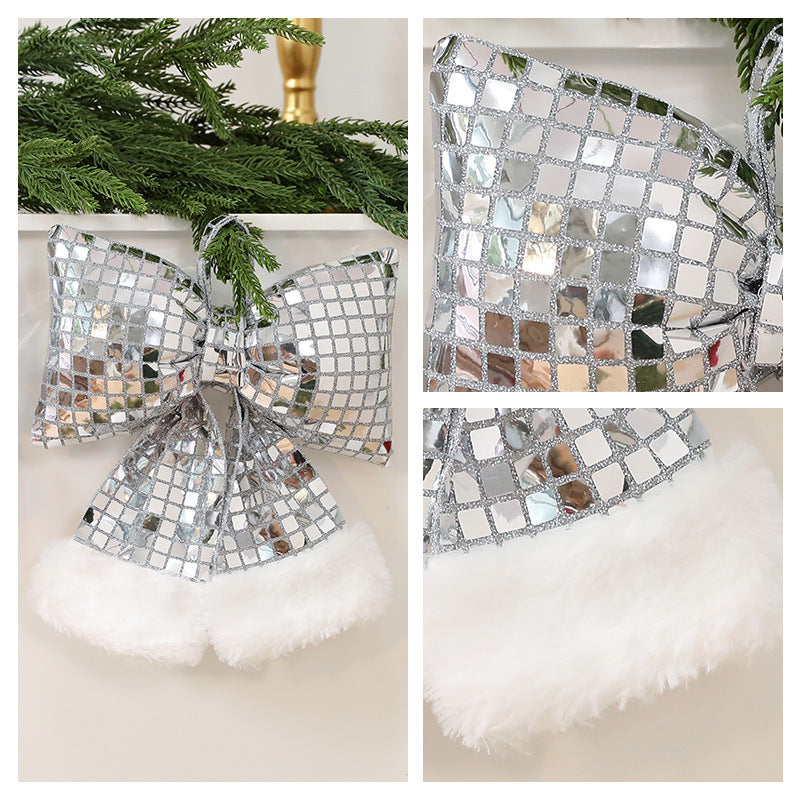Festive Christmas Tree Bow Decoration - Sparkly Holiday Ornament