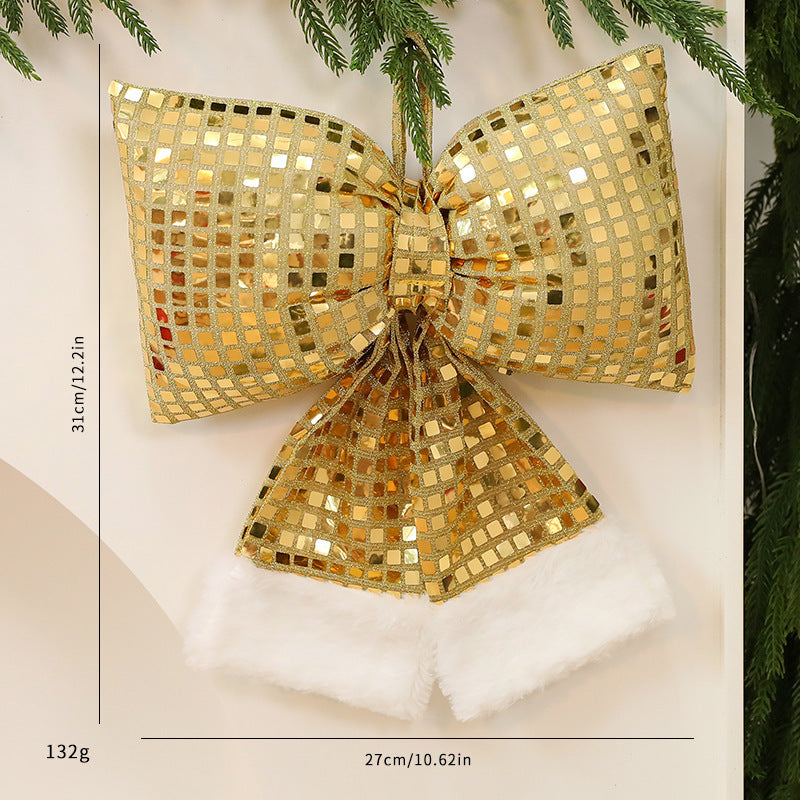 Festive Christmas Tree Bow Decoration - Sparkly Holiday Ornament
